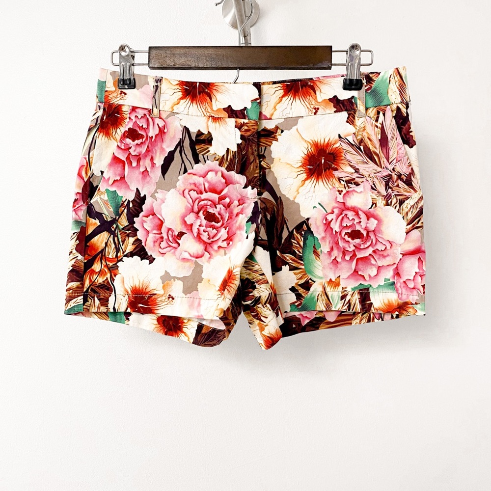 Dalia Collection Casual Classic Preppy Chic‎ Spring Floral Chino Shorts Pink 2